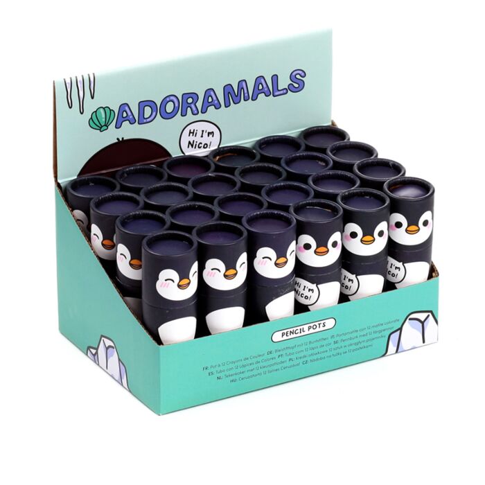 Pot à 12 Crayons de Couleur - Adoramals Pingouin 