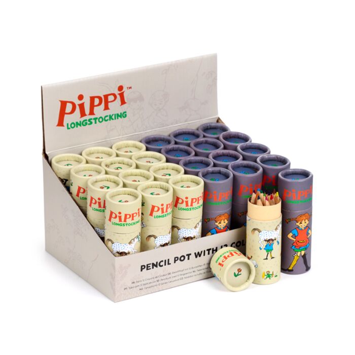 Pot à 12 Crayons de Couleur - Pippi Longstocking Fifi Brindacier