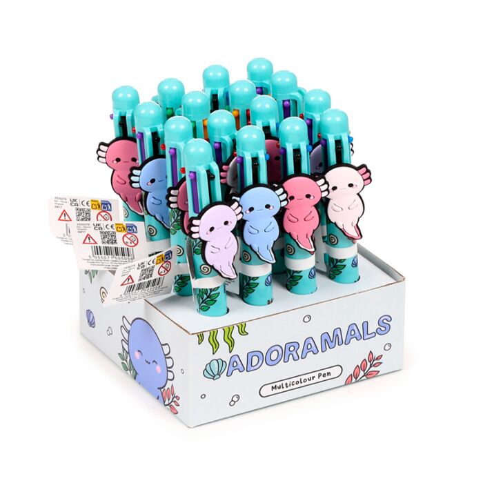 Stylo Multi-couleur avec Charme - Adoramals Maddie l'Axolotl (6 Couleurs)