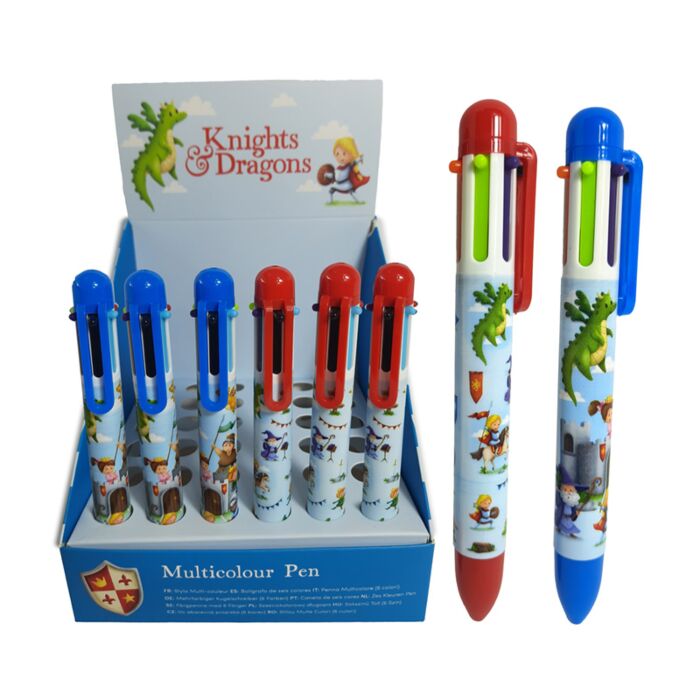 Stylo Multi-couleur (6 Couleurs) - Knights & Dragons Chevaliers & Dragons