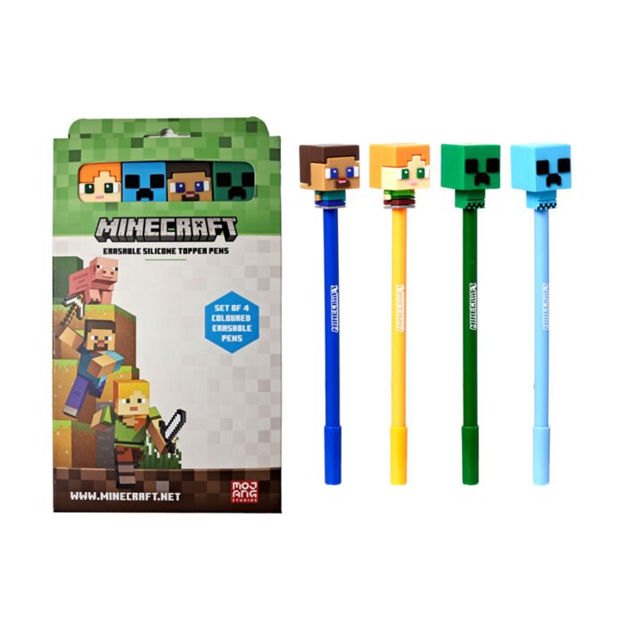 Lot de 4 Stylos Effaçables - Minecraft Chibi Style 