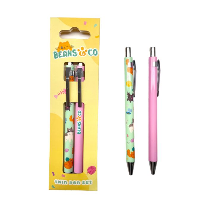Lot de 2 Stylos - Beans & Co Chats 