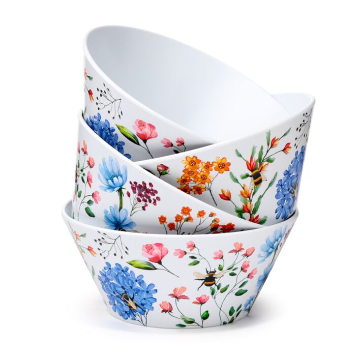 Ensemble 4 Bols en Plastique Recyclés Rpet The Nectar Meadows - Abeille et Fleurs