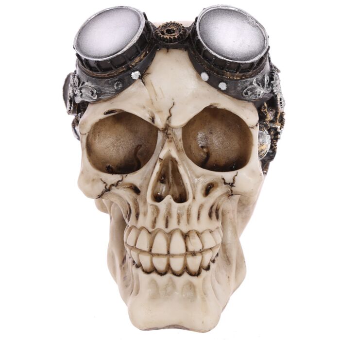 Crâne de décoration avec lunettes style Steampunk