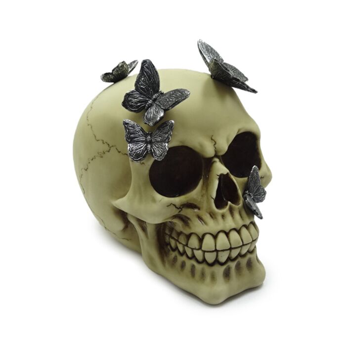 Crâne avec Papillons métalliques