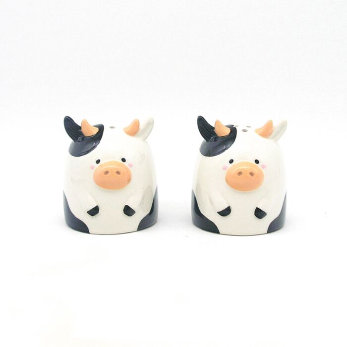 Ensemble Salière & Poivrière en céramique - Vache noire et blanche