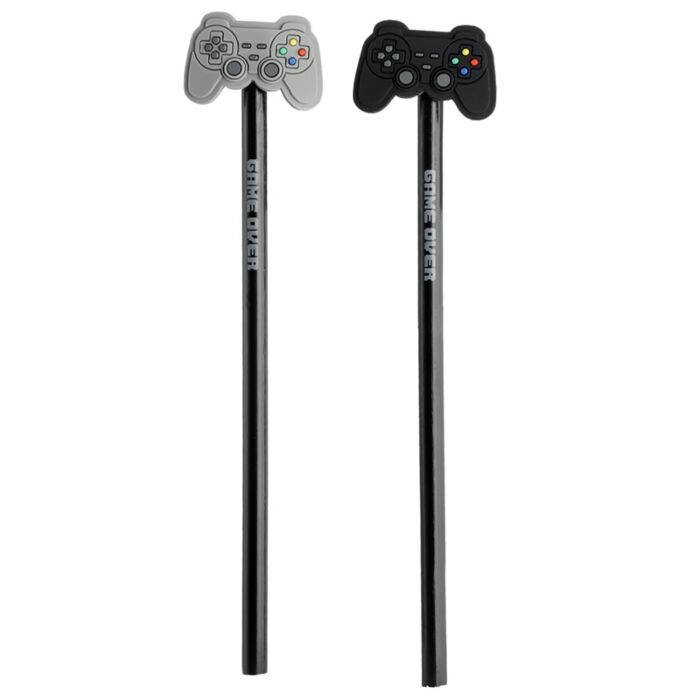 Crayon avec Embout Décoratif PVC Game Over - Manette de Jeu Vidéo