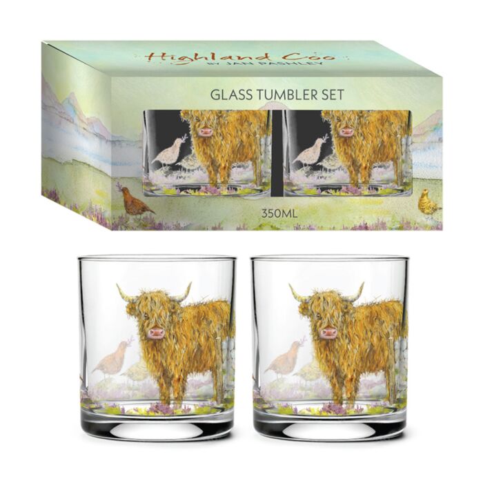 Lot de 2 Verres 350ml - Jan Pashley Vache des Highland 