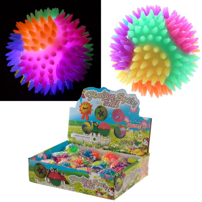 Balle rebondissante  lumineuse à pointes  7cm