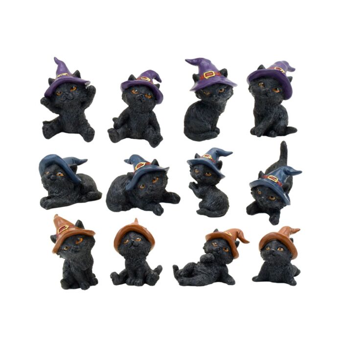 Figurines Chats Sorciers Noirs 