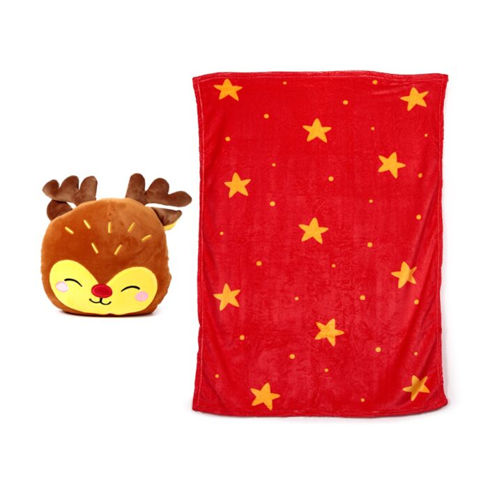 Coussin de voyage et couverture Blankeazzz 2 en 1 - Rudolph Christmas Festive Friends  