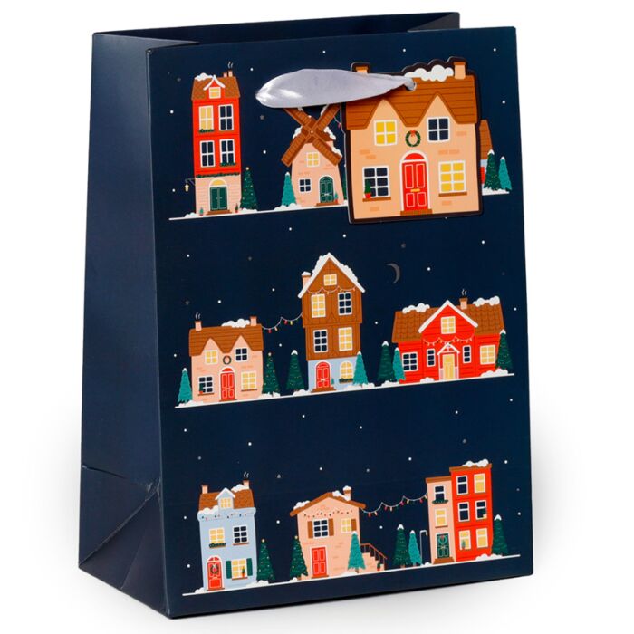 Sac Cadeau Noël - Christmas Houses - Maison de Noël (Moyen)