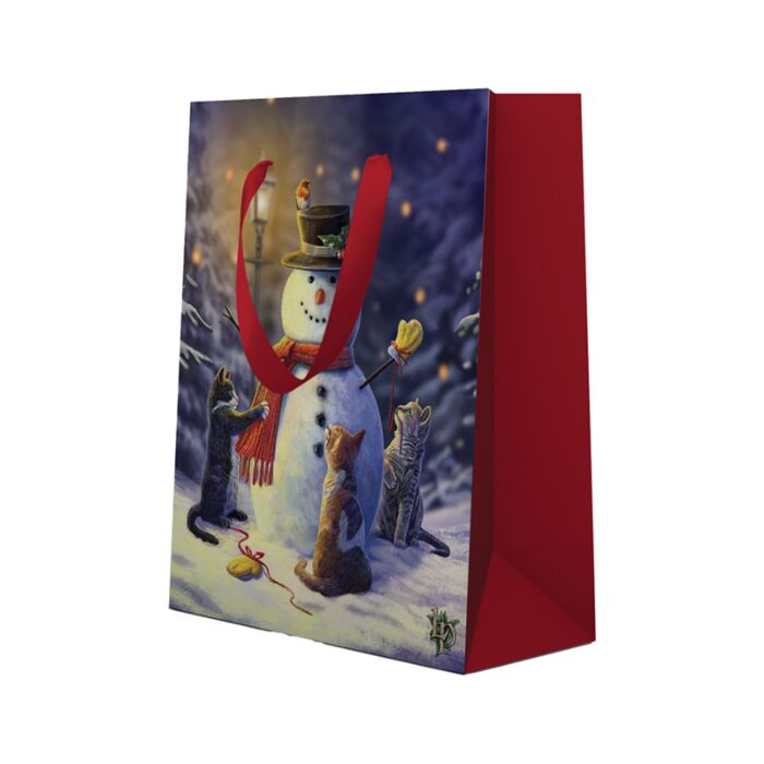 Sac Cadeau ( Moyen ) - Lisa Parker Chats et Bonhomme de Neige