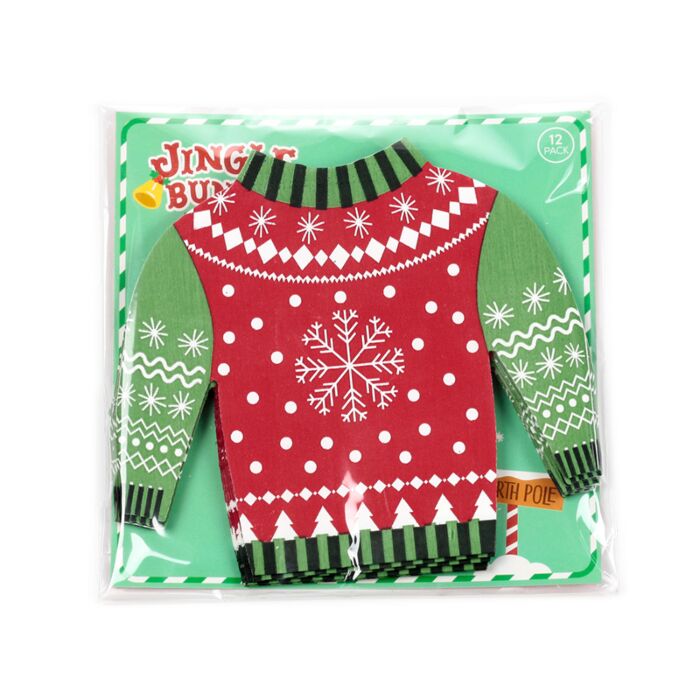 Lot de 12 Serviettes en Papier 3 plis - Pull de Noël