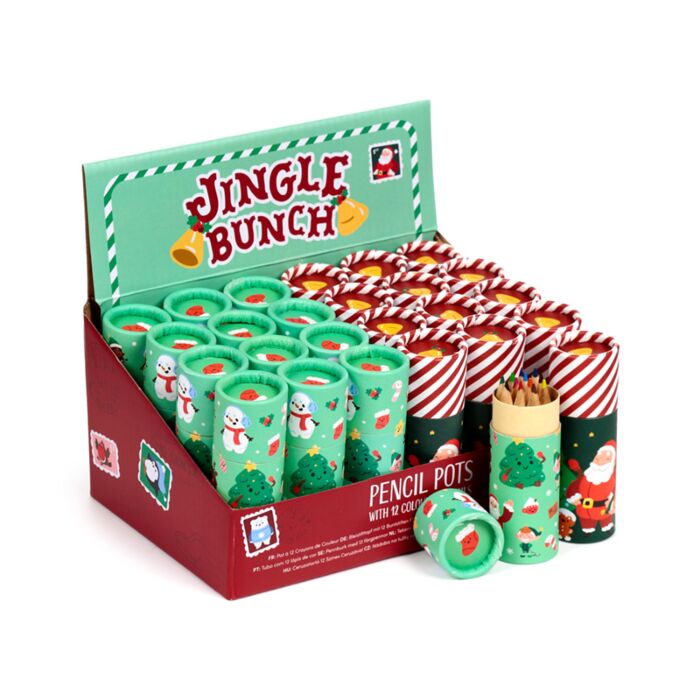 Pot à 12 Crayons de Couleur - Jingle Bunch Noël