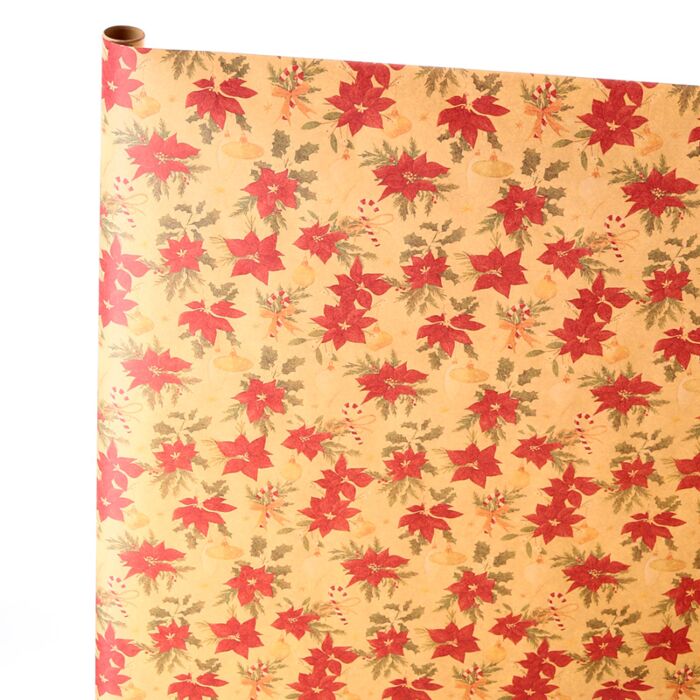 Rouleau de papier cadeau 3m - Plantes de Noël 