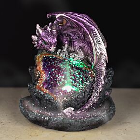 Brûleur d&#039;Encens LED à Refoulement Reflux Backflow - Cave de Cristal Dragon Violet