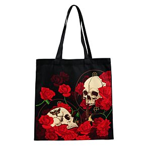 Sac Cabas Réutilisable à Fermeture Eclair Skulls and Roses - Crâne