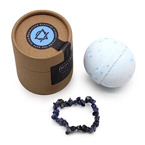 Bombe de Bain avec Bracelet Sodalite - Beurre de Karité et Bois de Santal