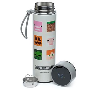 Gourde Isolée en Acier Inoxydable avec Thermomètre Digital Boissons Chaudes ou Froides Minecraft - Personnages Minecraft