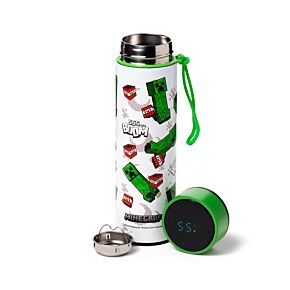 Gourde Isolée en Acier Inoxydable avec Thermomètre Digital - Minecraft 555 BOOM 