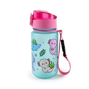 Gourde Enfant 350ml en Plastique Renforcé avec Couvercle à Bouton-poussoir - Adoramals Axolotl