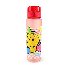 Gourde 600ml en Plastique Renforcé avec Couvercle à Bouton-poussoir - Pusheen le Chat Fruits 