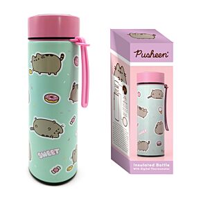 Gourde Isolée en Acier Inoxydable avec Thermomètre Digital - Pusheen le Chat Bonbons 