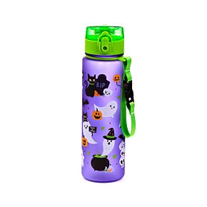 Gourde 600ml en Plastique Renforcé avec Couvercle à Bouton-poussoir - Fantômes Effrayants