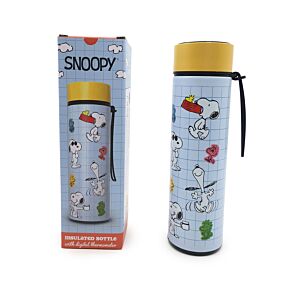 Gourde Isolée en Acier Inoxydable avec Thermomètre Digital - Peanuts Snoopy & Woodstock 