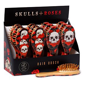 Brosse à Cheveux 100% Bambou Skulls and Roses - Crâne et Roses