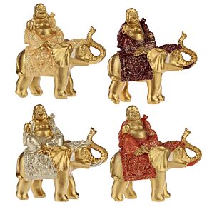 Elément de Décoration - Bouddha Porte Chance sur Eléphant Pailleté