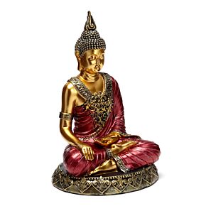 Figurine Boudha Thaïlandais Rouge & Doré - Contemplation