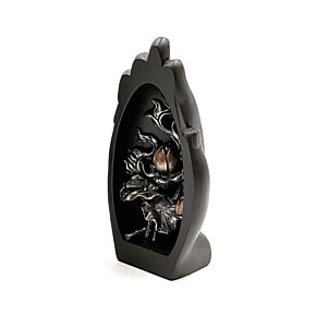 Lotus sculpté à la main Argent & Noir 