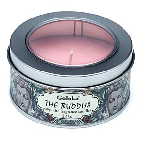 Bougie à la Cire de Soja dans Boîte en Etain Goloka - Le Bouddha