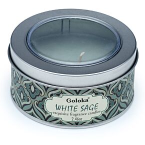 Bougie à la Cire de Soja dans Boîte en Etain Goloka - Sauge Blanche