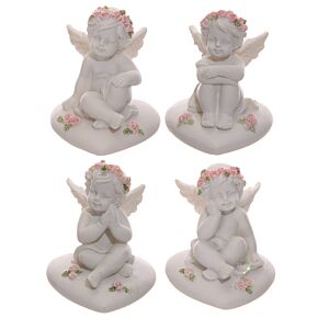 Cherubins assis sur un cœur avec des roses