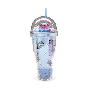 Verre PVC Double Paroi 500ml avec Paille & Couvercle - Adoramals Maddie  l'Axolotl 
