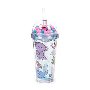 Verre PVC Double Paroi 500ml avec Paille & Couvercle - Adoramals Maddie  l'Axolotl 