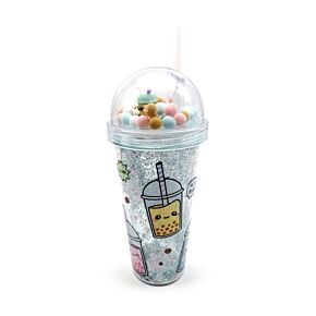 Gobelet Double-Paroi incassable avec paille et charmes - Foodiemals Bubble Tea