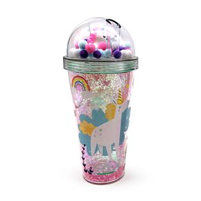 Gobelet Double-Paroi incassable avec paille et charmes - Unicorn Magic Licorne