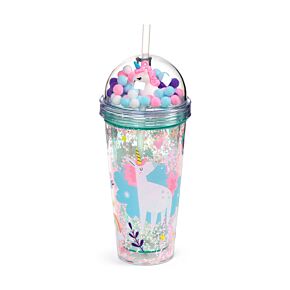 Gobelet Double-Paroi incassable avec paille et charmes - Unicorn Magic Licorne