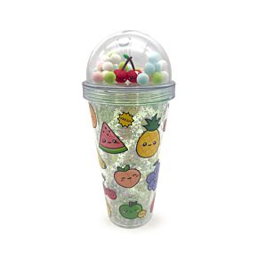 Gobelet Double-Paroi incassable avec paille et charmes - Foodiemals Fruits