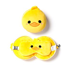 Coussin de Voyage Relaxeazzz Peluché 2-en-1 avec Masque Yeux - Canard