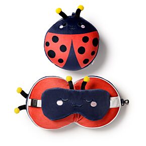 Coussin de Voyage Relaxeazzz Peluché 2-en-1 avec Masque Yeux Adorabugs - Coccinelle