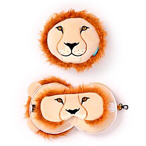 Coussin de Voyage Relaxeazzz Peluché 2-en-1 avec Masque Yeux -  Lion
