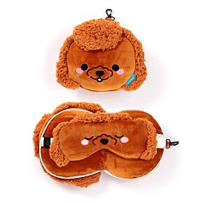 Relaxeazzz Adoramals Gigi le Caniche nain Coussin de voyage 2 en 1