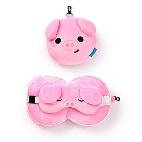 Relaxeazzz Adoramals Oliver le Cochon Coussin de voyage 2 en 1