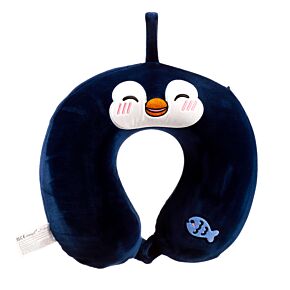 Coussin de Voyage Relaxeazzz Peluché Mémoire de Forme -Adoramals Nico Le Pingouin  