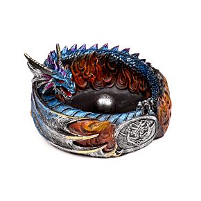 Brûleur d'Encens Attrape-cendre pour Bâtons & Cônes Dragon Bleu Cercle de Feu - Dark Legends 